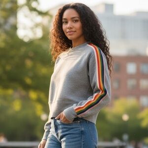 Madewell Rainbow-Inset Crop Sweatshirt